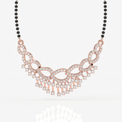 Round Cut Moissanite Diamond Women's Sterling Silver Mangalsutra