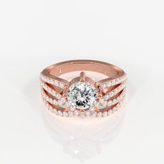 Portuguese Cut Moissanite Diamond Cocktail Sterling Silver Ring