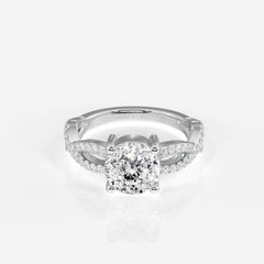 Portuguese Cut Lab Grown Diamond Twisted Engagement 18k Gold Ring