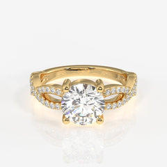 Round Cut Moissanite Diamond Twisted Engagement Sterling Silver Ring