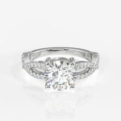 Round Cut Lab Grown Diamond Twisted Engagement 9k Gold Ring
