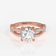 Round Cut Moissanite Diamond Twisted Engagement Sterling Silver Ring