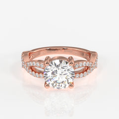 Round Cut Lab Grown Diamond Twisted Engagement 9k Gold Ring