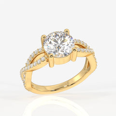 Round Cut Moissanite Diamond Twisted Engagement Sterling Silver Ring