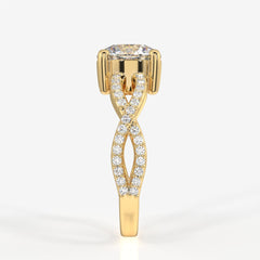 Round Cut Moissanite Diamond Twisted Engagement Sterling Silver Ring