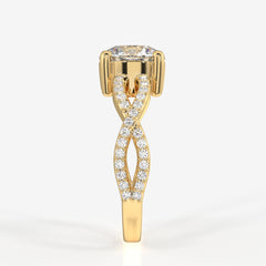 Round Cut Lab Grown Diamond Twisted Engagement 14k Gold Ring