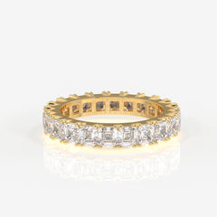 Asscher Cut Moissanite Diamond Eternity Band Sterling Silver Ring