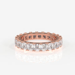Asscher Cut Moissanite Diamond Eternity Band Sterling Silver Ring