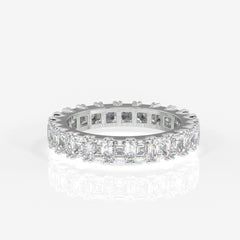 Asscher Cut Moissanite Diamond Eternity Band Sterling Silver Ring