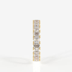 Asscher Cut Moissanite Diamond Eternity Band Sterling Silver Ring