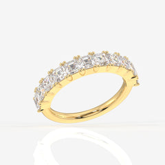 Asscher Cut Moissanite Diamond Wedding Band Sterling Silver Ring