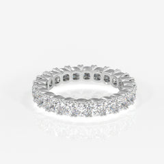 Cushion Cut Moissanite Diamond Eternity Band Sterling Silver Ring
