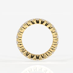 Cushion Cut Moissanite Diamond Eternity Band Sterling Silver Ring