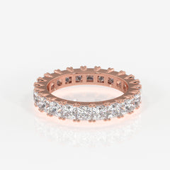 Princess Cut Moissanite Diamond Eternity Band Sterling Silver Ring