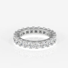 Princess Cut Moissanite Diamond Eternity Band Sterling Silver Ring