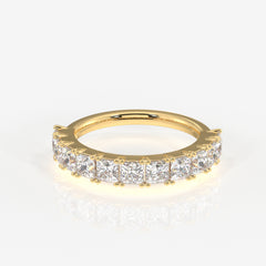 Princess Cut Moissanite Diamond Wedding Band Sterling Silver Ring