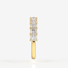 Princess Cut Moissanite Diamond Wedding Band Sterling Silver Ring