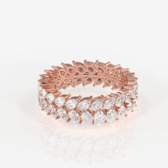 Pear Cut Moissanite Diamond Eternity Band Sterling Silver Ring