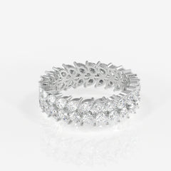 Pear Cut Moissanite Diamond Eternity Band Sterling Silver Ring