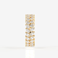 Pear Cut Moissanite Diamond Eternity Band Sterling Silver Ring