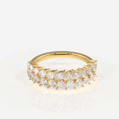 Pear Cut Moissanite Diamond Wedding Band Sterling Silver Ring