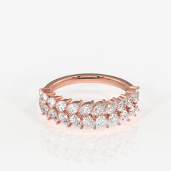 Pear Cut Moissanite Diamond Wedding Band Sterling Silver Ring