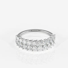 Pear Cut Moissanite Diamond Wedding Band Sterling Silver Ring