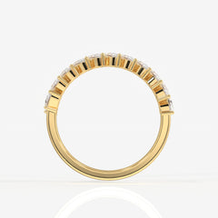 Pear Cut Moissanite Diamond Wedding Band Sterling Silver Ring