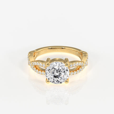 Portuguese Cut Lab Grown Diamond Twisted Engagement 14k Gold Ring
