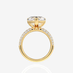 Heart Cut Moissanite Diamond Three Layer Pave Sterling Silver Ring