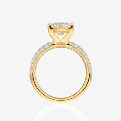 Marquise Cut Moissanite Diamond Three Layer Pave Sterling Silver Ring