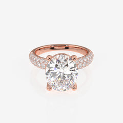 Oval Cut Moissanite Diamond Three Layer Pave Sterling Silver Ring