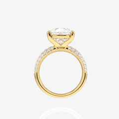 Pear Cut Moissanite Diamond Three Layer Pave Sterling Silver Ring