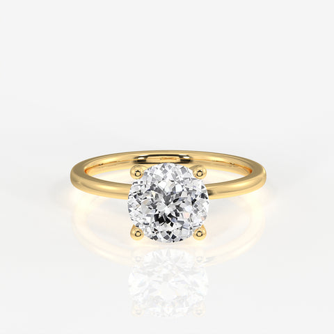 Portuguese Cut Moissanite Diamond Classic Solitaire Engagement 18k Gold Ring