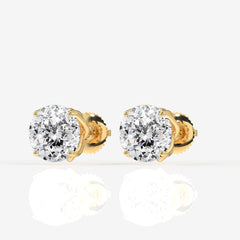 Portuguese Cut Moissanite Diamond Twisted Certified Stud 18K Gold Earrings