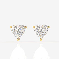 Heart Cut Moissanite Diamond Solitaire Stud Sterling Silver Earrings