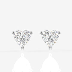 Heart Cut Moissanite Diamond Solitaire Stud Sterling Silver Earrings