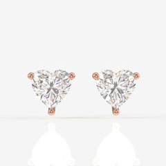 Heart Cut Moissanite Diamond Solitaire Stud Sterling Silver Earrings