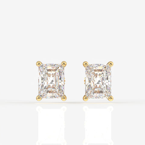 Radiant Cut Lab Grown Diamond Solitaire Stud 14K Gold Earrings