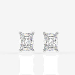 Radiant Cut Moissanite Diamond Solitaire Stud Sterling Silver Earrings