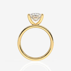 Marquise Cut Lab Grown Diamond Three Layer Pave 14K Gold Ring