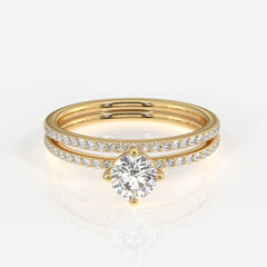 Round Cut Lab Grown Diamond Engagement 14K Gold Ring