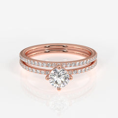 Round Cut Lab Grown Diamond Engagement 14K Gold Ring