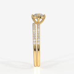 Round Cut Lab Grown Diamond Engagement 14K Gold Ring