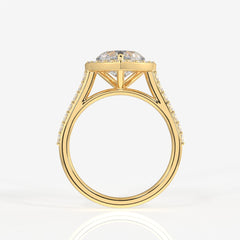 Heart Cut Moissanite Diamond Halo Engagement Sterling Silver Ring