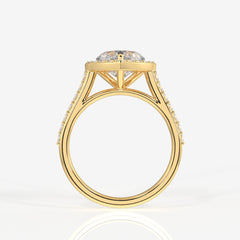 Heart Cut Moissanite Diamond Halo Engagement 18K Gold Ring