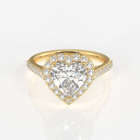 Heart Cut Moissanite Diamond Halo Engagement Sterling Silver Ring