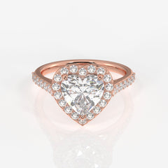 Heart Cut Moissanite Diamond Halo Engagement Sterling Silver Ring