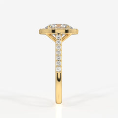 Oval Cut Moissanite Diamond Halo Engagement Sterling Silver Ring