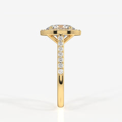 Oval Cut Moissanite Diamond Halo Engagement 18K Gold Ring